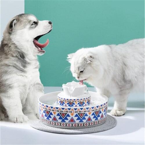 2.1L Ceramic Pet Drinking Water Automatic Fountain For Cats Dogs Drinking Cat Water Fountain Water Dispenser Pet Drinkers Bowls