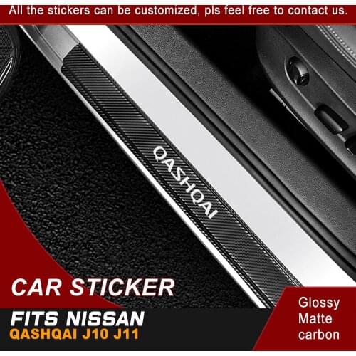 4Pcs Car Door Sill Sticker For Nissan Qashqai j10 J11 Auto Anti- Scratch Declas Diy Styling Cabon Black Car Tuning Accessories