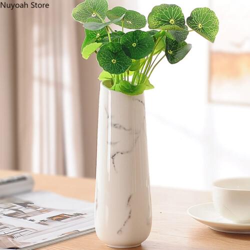 White Ceramic Vase Living Room Dried Flower Flower Arrangement Accessories Marble Pattern Vase Decoration/Nordic Decoration Home