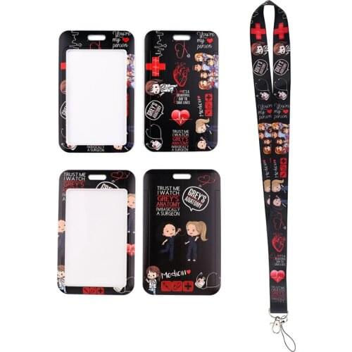 24pcs/lot MD1061 DMLSKY Greys Anatomy Doctor Lanyard Card ID Badge Holder Keychain Holder Key Rings Accessories Gift For Nurse