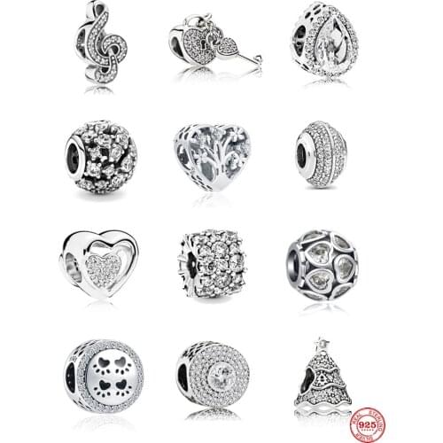 European New 2021 White Pave Musical Ke Lock Beads Fit Original Pandora Charms Silver 925 Bracelet DIY Jewelry Accessories C100