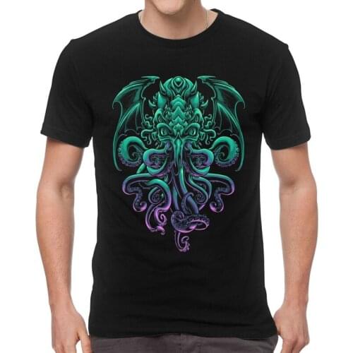 Cool H.P. Lovecraft Cthulhu T-shirt Mens Fashion T Shirt Short Sleeve Cotton The Old God of R'lyeh Tshirt Urban Tees Tops