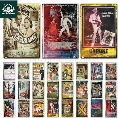Putuo Decor Classic Film Metal Poster Plaque Metal Vintage Movie Metal Sign Wall Decor for Bar Man Cave Iron Painting Tin Sign