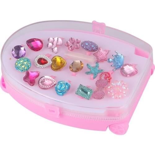 20pcs Kid Resin Rings Childrens Resin Plastic Bright Colorful Rings Funny Cute Small Colorful Rings for Girl (with a Draw-Bar S