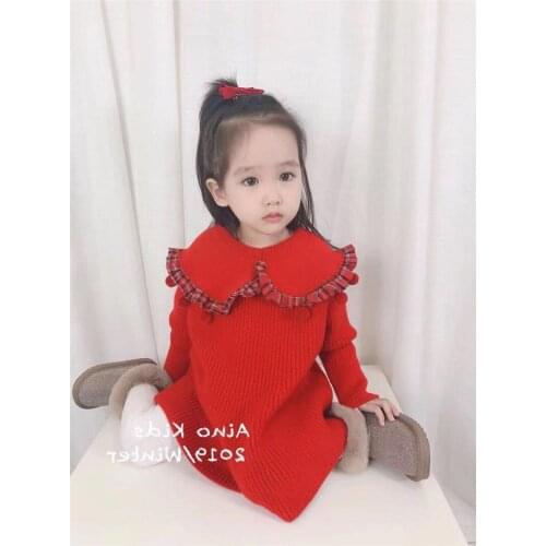 Kids Dresses For Girls Fashion Knit Long Sleeve Sweater Dress Toddler Girl Clothes Princess Dress 2020 New Arrival Child Dress