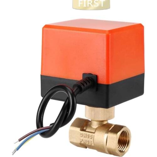 DN15 / DN20 / DN25 motorized electric 2-way brass ball valve DN20 AC 220V 2 way 3 wire -with actuator cable for gas water oil