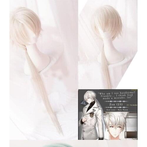 Game Mystic Messenger Zen Cosplay Wigs Long Straight Heat Resistant Synthetic Hair Wig + Wig Cap