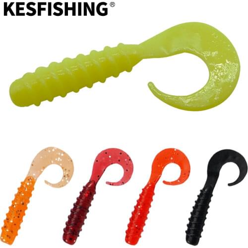KESFISHING lures Soft Bait Coil Tail 10pcs 5.5cm/2.3g Isca Artificial Saltwater Fishing Tackle