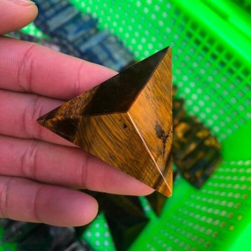 Chinese quartz gold tiger stone crystal pyramid