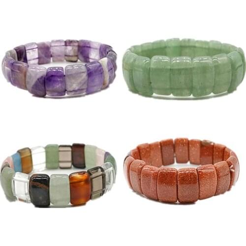 Crystals Balance Irregular Big Stone Bracelet Polished Tumbled Palm Stones Set Energy Hand Strings Strong Elastic Rope