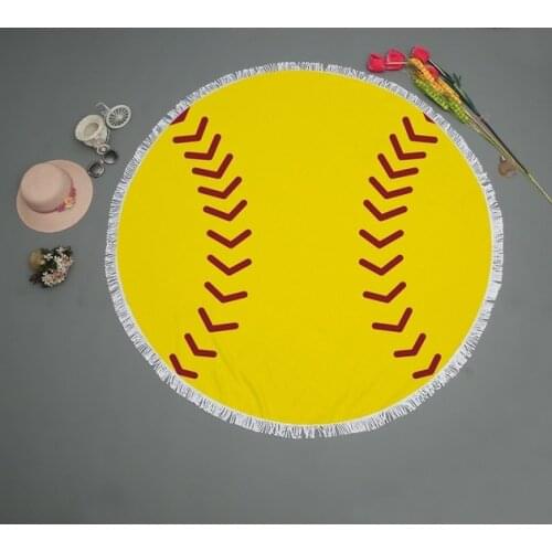 Round Tassel Baseball Softball Beach Towel Microfiber Volleyball Basketball Football Bath Towel Yoga Mat 150cm