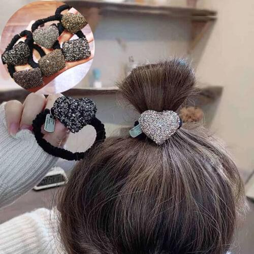 MISANANRYNE Flash Rhinestones Simple Head Rope Temperament Elastic hair loop Full Crystal Headdress Net Reins Tie Hair Rope