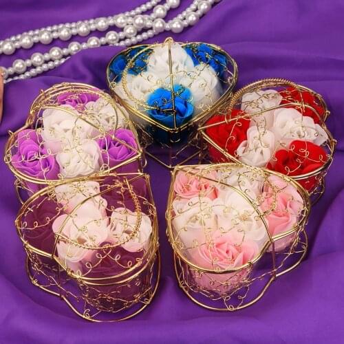Rose Soap Artificial Flower Random Heart Scented Bath Body Petal Rose Flower Soap For Lovers Wedding Valentines Day Decoration