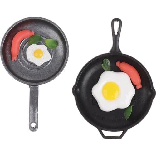 1:12 Dollhouse Miniature Egg Sausage Frying Pan Set Kitchen Accessories For Dollhouse Decoration New