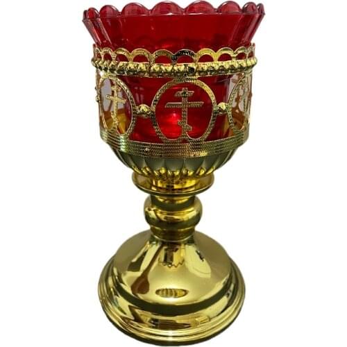 Vigil Lamp Orthodox Style Table Metal Enamel And Glass Candel For Churcu Gold Planting