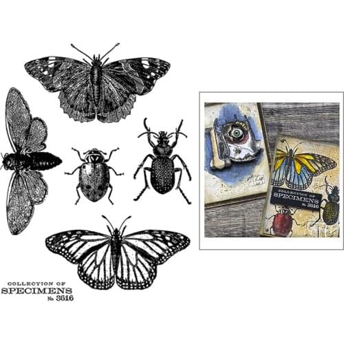 2021 New Animal Insect Butterfly Clear Stamps Moth and Beetle Ladybug Scrapbooking For Crafts Card Making no Metal Cutting Dies
