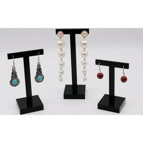 Wholesale Fashion Lot Of 3 Black Acrylic T Shape Earrings Jewelry Display Organizer Stand Rack Holder Stud Drop Prop Showcase