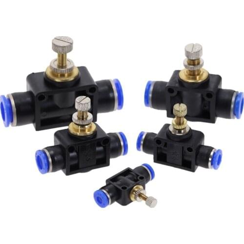 10PCS/LOT Pneumatic Airflow Regulator SA 4mm 6mm 8mm 10mm 12mm OD Hose Tube Gas Flow Adjust Valve Connector Pneumatic Fittings