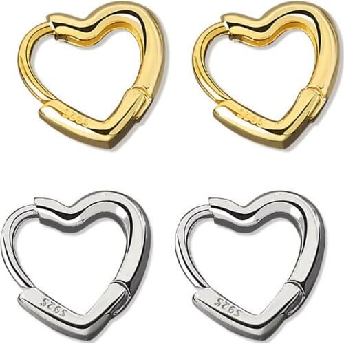 Simple Cute Sweet Heart Buckle Hoop Earrings Fashion for Women Heart-shaped Circle Piercing Earrings Jewelry Earrings Gift