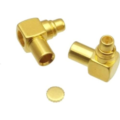 Connector MMCX male plug solder for semi-rigid RG405 0.086" cable Right angle