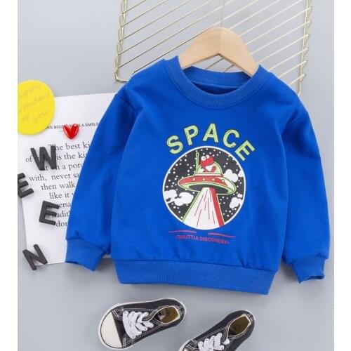 Sweatshirts Cute Girls Printe T-shirt Baby Girls Boys Hoodies Toddler Kids Sweatshirts Cartoon Round Neck Long Sleeves Hoodies