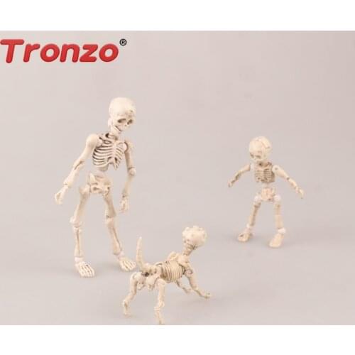 Tronzo 3Pcs/Set Mr. Bones Movable Action Figure Toys Kawaii Mini Skeleton Human Dog PVC Model Figure Set Decoration Skull Toys