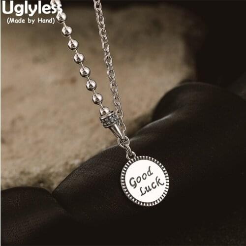 Uglyless Cold Metal Wind Good Luck Medal Necklaces for Women Real 925 Silver Pendants Asymmetric Chains Necklaces Thai Silver