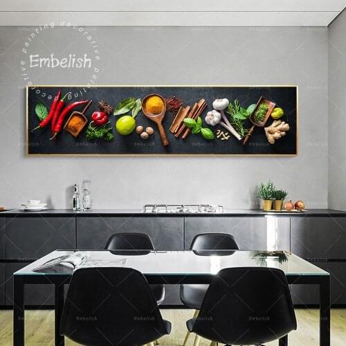 Embelish 1 Pieces Fashion Large Modern Home Kitchen Decor Wall Pictures Various Herbs And Spices Posters HD Canvas Painting