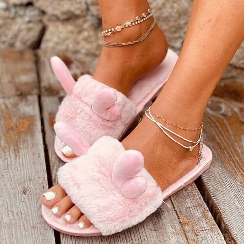 Women Fluffy Slippers Indoor Warm Plush Ladies House Slipper Woman Comfort Bedroom Shoes Female Furry Home Winter Shoe