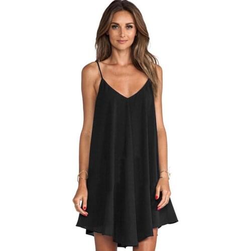 Plus Size Sexy Women Summer Dress Chiffon V-Neck Sleeveless Ladies Loose Top Backless Dresses Vestidos
