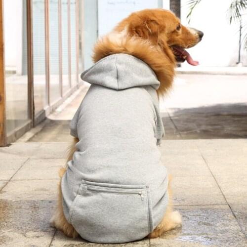 Winter Warm Dog Clothes Classic Pet Dog Hoodies With Pocket Windproof Pet Apparel For Small Medium Large Dog Sweatshirt Clothing