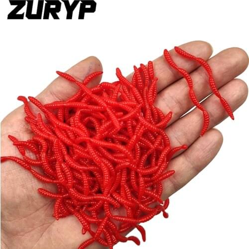 ZURYP 4 Section worm bait earthworm fishing lure maggot Grub Soft Fishing Lure Smell Worms Glow Shrimps Fish Lures