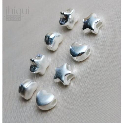 2PCS S999 Sterling Silver Heart-shaped Spacer Beads PURE Silver Charm Beads Diy Bracelet Necklace Fine Jewelry Making