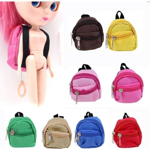 1PC Cute Zipper Canvas Backpack Bag For Dolls Fashion Mini Coin Bag Doll Clothing Dress Up Accessories K0230