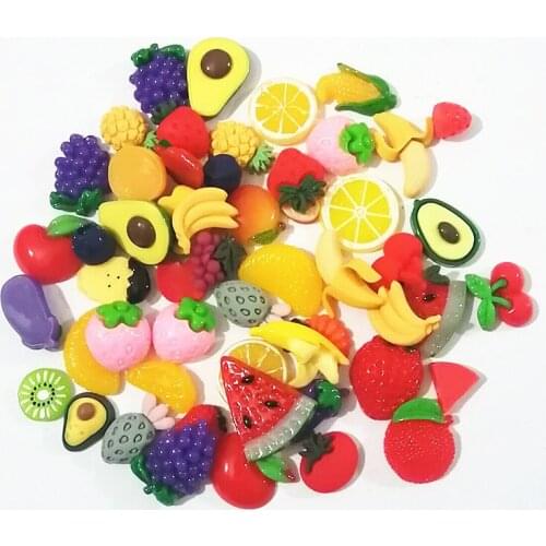 10 / 30 / 50 / 100 Pcs Fruit pattern Hair Accessories Ornament Resin Cabochon Scrapbooking Ornaments Diy Phone Case Accessories