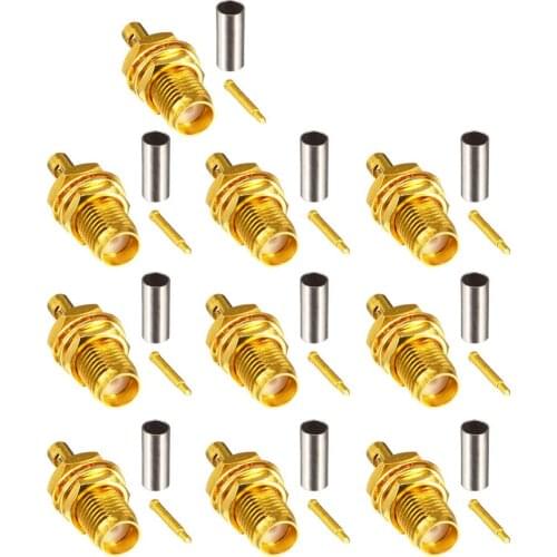 10 pcs/lot RP-SMA Jack Female(male pin) Goldplated Connector for RG174 RG316 Cable
