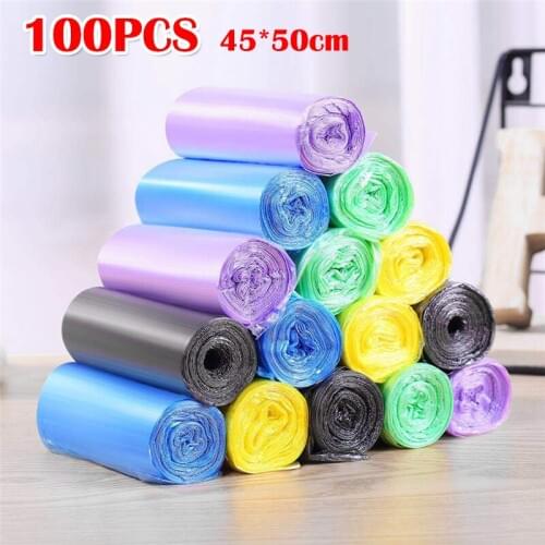 100PCS 45x50cm Household Garbage Bag Storage Point-Break Continuous Roll Flat-Mouth Waste Trash Bags Garbage Bags Dispenser