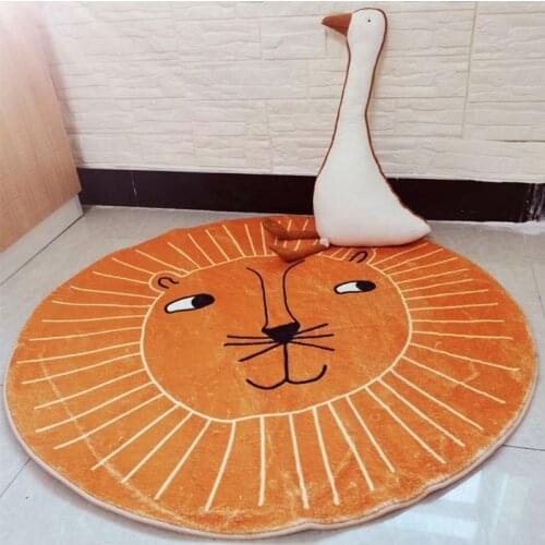28EC Cartoon Lion Baby Play Mat Crawling Soft Pad Newborn Game Rug Round Floor Carpet for Children Interior Room Decor