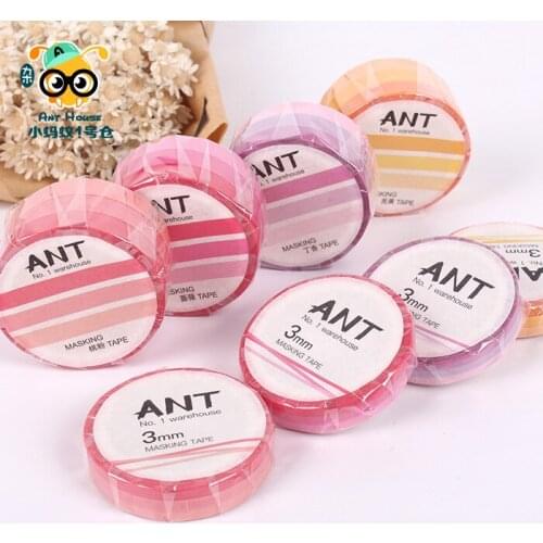 3 rolls of washi tape set pure color ultra-fine 3mm/7mm pocket diary decoration paste photos with washi tape korean stationery