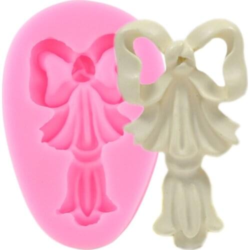 3D Bow Silicone Mold Baby Birthday Baroque Relief Fondant Molds Cake Decorating Tools Resin Clay Candy Chocolate Gumpaste Moulds