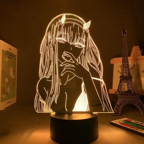 Anime Zero Two DARLING In The FRANXX 3D Night Light Colorful Remote Control Touch Usb New Strange Led Table Lamp