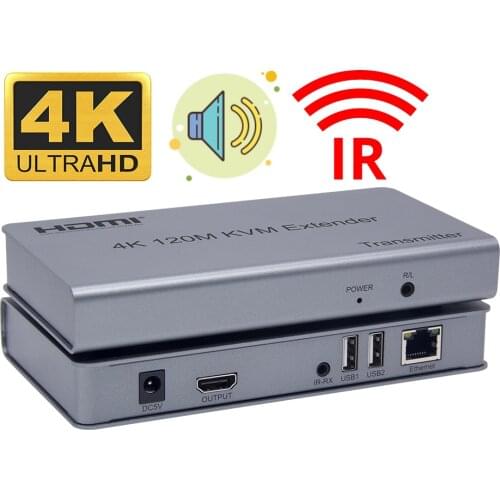 HDMI KVM extender 4K USB HDMI extender over cat5e/6 cable up to 120M for PC mouse,keyboard,HDMI extension