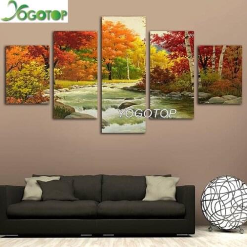 5D DIY Diamond Painting autumn natural Landscape 3D Full Drill Embroidery Mosaic Decor Multi-picture Combination 5pcs/set ML938