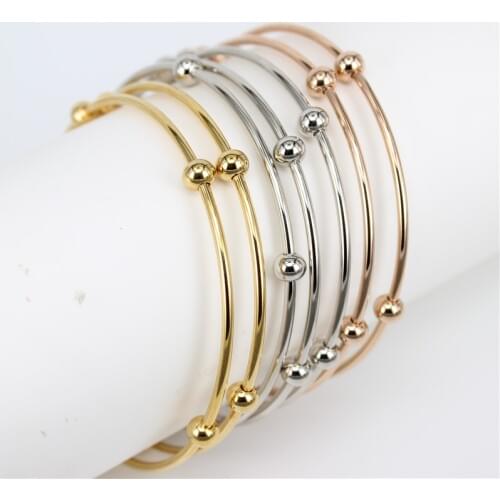 7pcs Classic three-color one-seven ring Bangles fixed beads female high-end jewelry flexible with hot style LH231