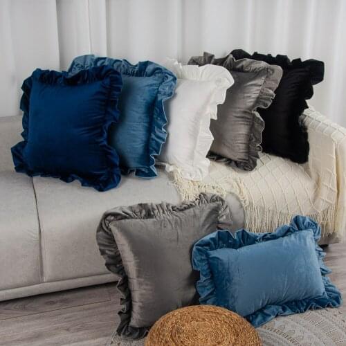 Velvet Pillowcase Lotus Leaf Shape Soft Solid Square Cushion Case Decorative Throw Pillow Covers For Sofa Car Bedroom Farmhouse