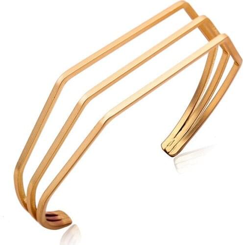 Stereo Polygon Open Bracelet Bracelet European and American Versatile Geometric Hand Jewelry Metal Copper Punk Womens Plating