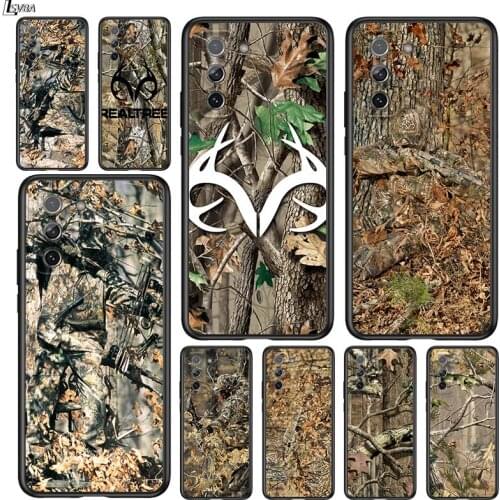 Real Tree camouflage for Samsung Galaxy S21 Ultra Plus Note 20 10 9 8 S10 S9 S8 S7 S6 Edge Plus Black Phone Case
