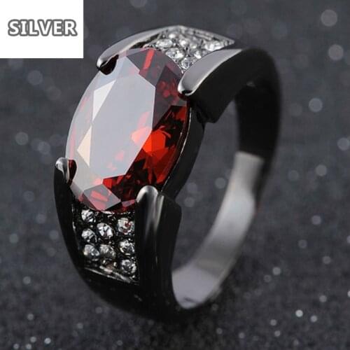 Black Gun Red Garnet Ring Inlaid Ring Party Wedding For Women Gift Anniversary Engagement Jewelery Best Listing 2018 Products