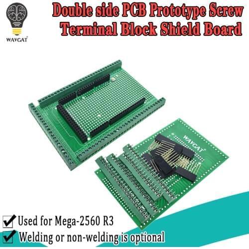 WAVGAT Double-side PCB Prototype Screw Terminal Block Shield Board Kit For MEGA-2560 Mega 2560 R3 Mega2560 R3