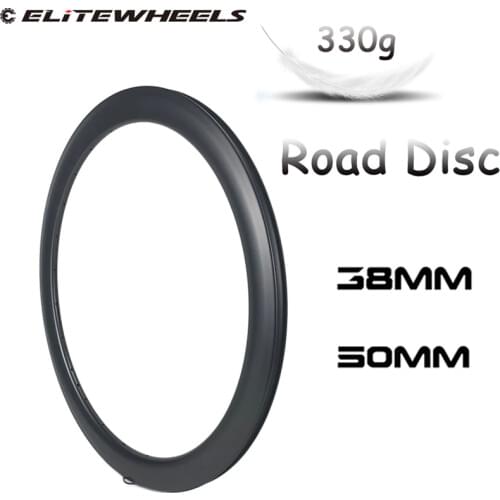 ELITEWHEELS Super Light Road Disc Carbon Bicycle Rim 700c 38/50mm Clincher Tubular Rim UD Finish For Road Disc Cyclocross Wheels